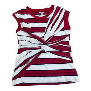 Habitual Girl Red White Striped Twist Front Tank Top 14